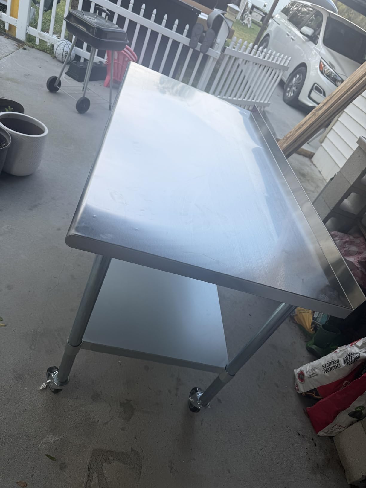 HARDURA Stainless Steel Table 24 x 48 Inches with Wheels Casters NSF Heavy Duty Commercial Prep Table with 2