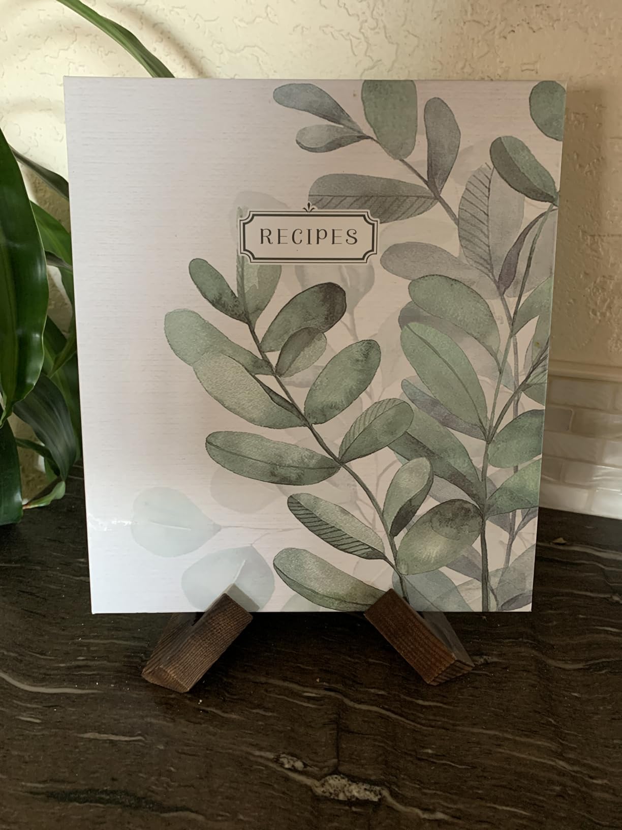 Cookbook Stand, Wooden Recipe Book Holder, Cook Book Stand for Kitchen Counter, Multifunctional Display, Kitchen Counter Decor - Brown customer photo 1
