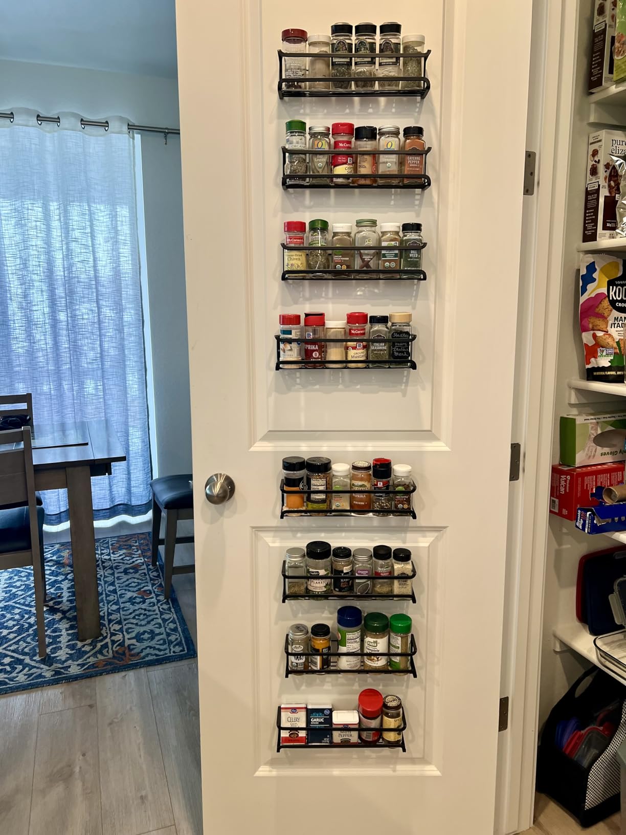 Bunoxea Spice Rack Wall Mounted 4 Pack, Space-Saving Spice Organizer for Spice Jars and Seasonings, Screw or Adhesive Hanging Spice Rack Organizer for Kitchen Cabinet, Pantry Door customer photo 1