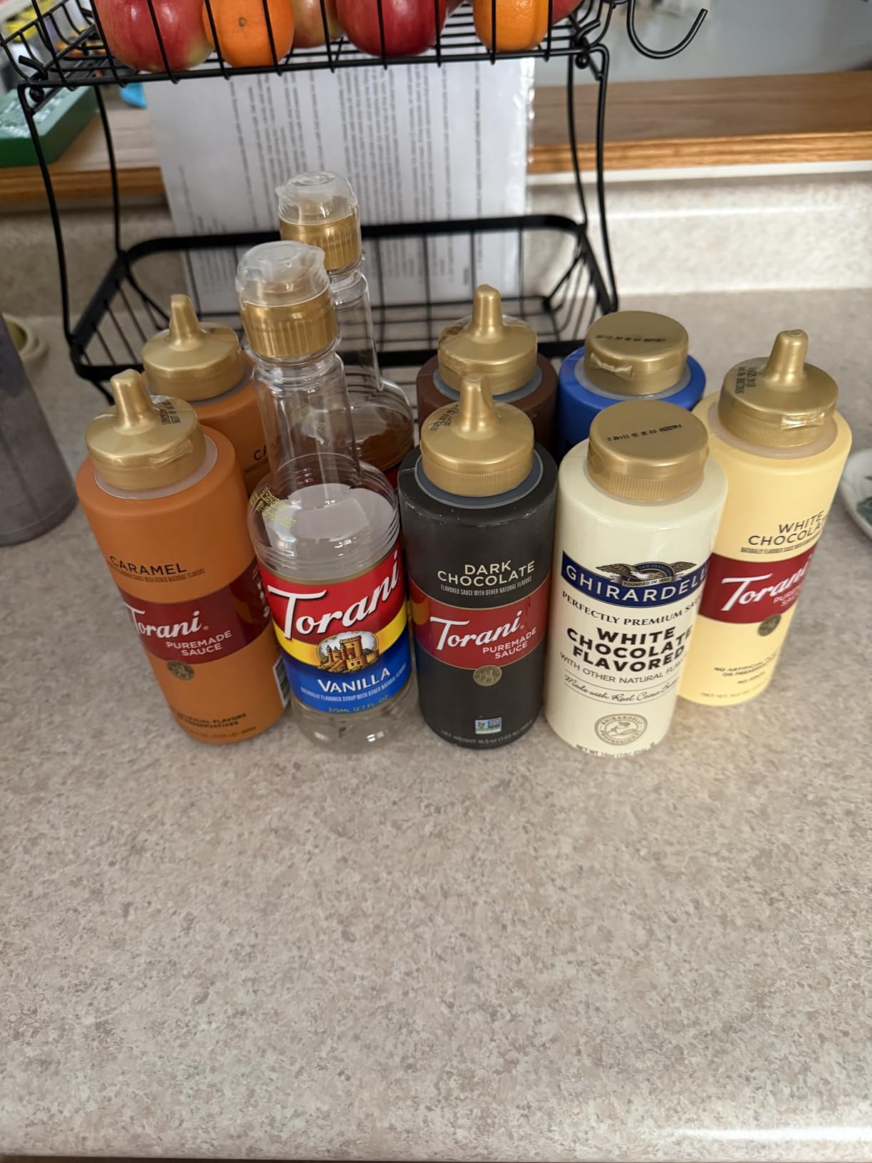Torani Puremade Dessert & Drink Sauce Variety Pack, Chocolate Caramel, Dark Chocolate, White Chocolate & Caramel, 16.5 fl oz (Set of 4) customer photo 1