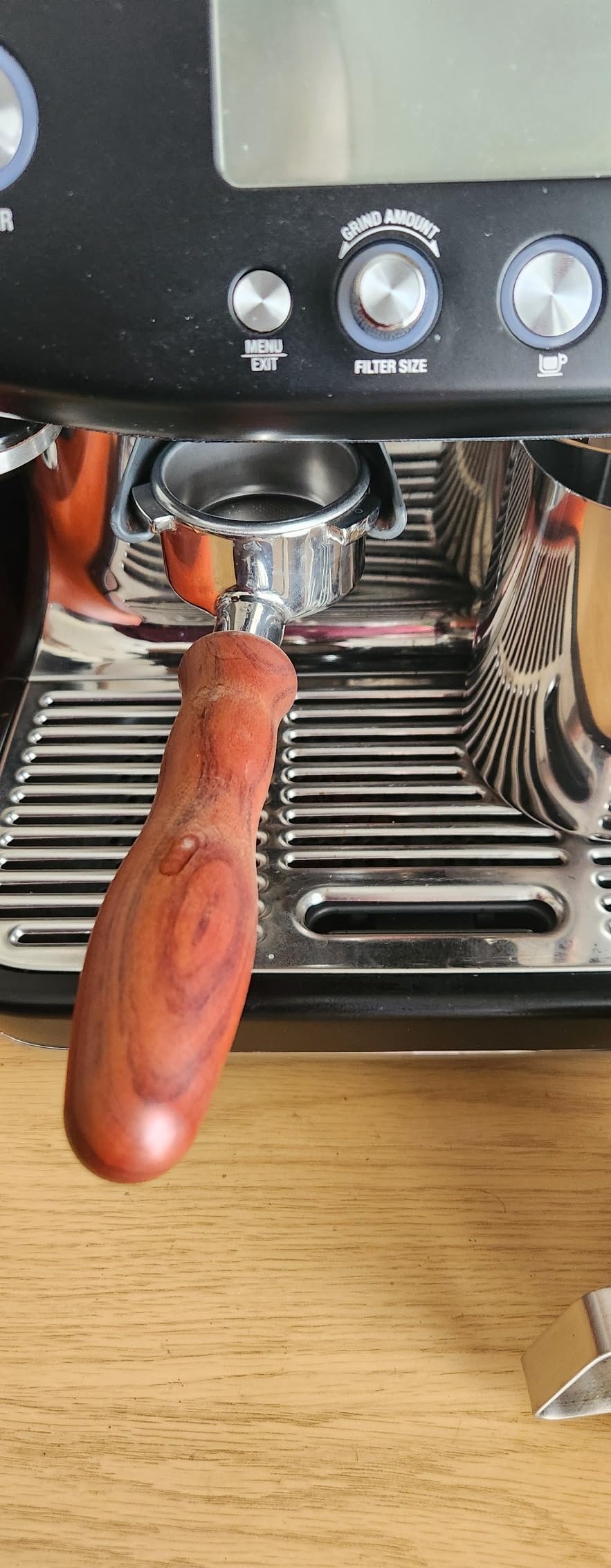 54mm Bottomless Portafilter for Breville Barista Express Pro Touch Infuser Espresso Accessorie made of Stainless steel and solid wood customer photo 1