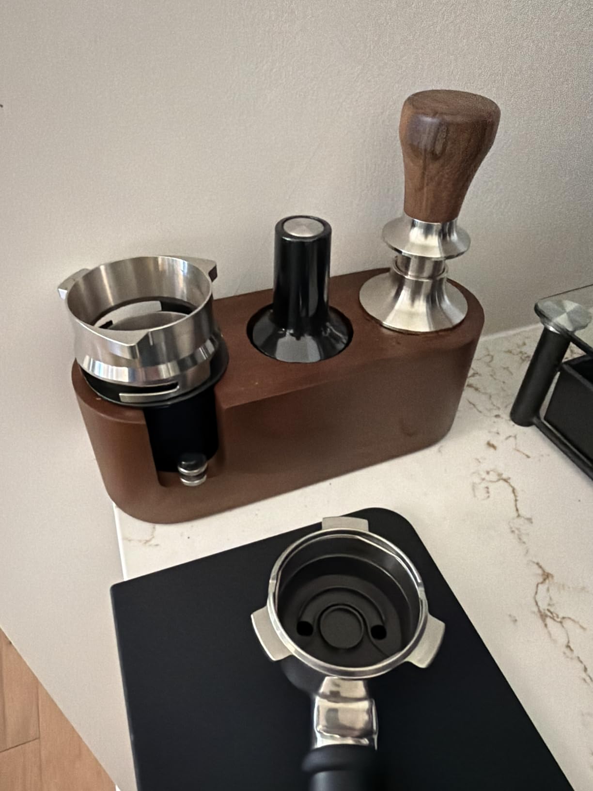 Espresso Tamping Station 54mm For Breville Espresso Machine Accessories,Rosewood Portafilter Holder Tamping Mat Espresso Coffee Equipment customer photo 2
