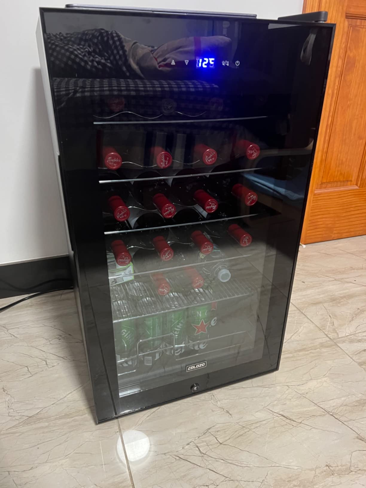 15 Inch Wine Cooler Refrigerator Under Counter, 28 Bottle Dual Zone Wine Fridge, Stainless Steel Built-in/Freestanding Wine Cooler, 40-65°F Tempered Glass Door/Temperature Memory Fit Red & White Wine customer photo 1