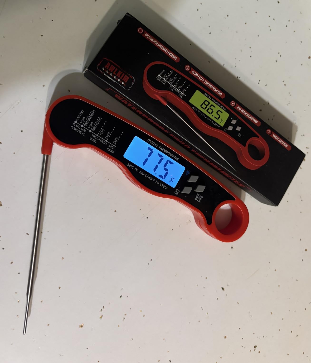 Meat Thermometer Digital - Instant Read Waterproof Food Thermometer with Backlight for Cooking, Grill, Candy, Kitchen & Stocking Stuffers for Men - Red customer photo 2