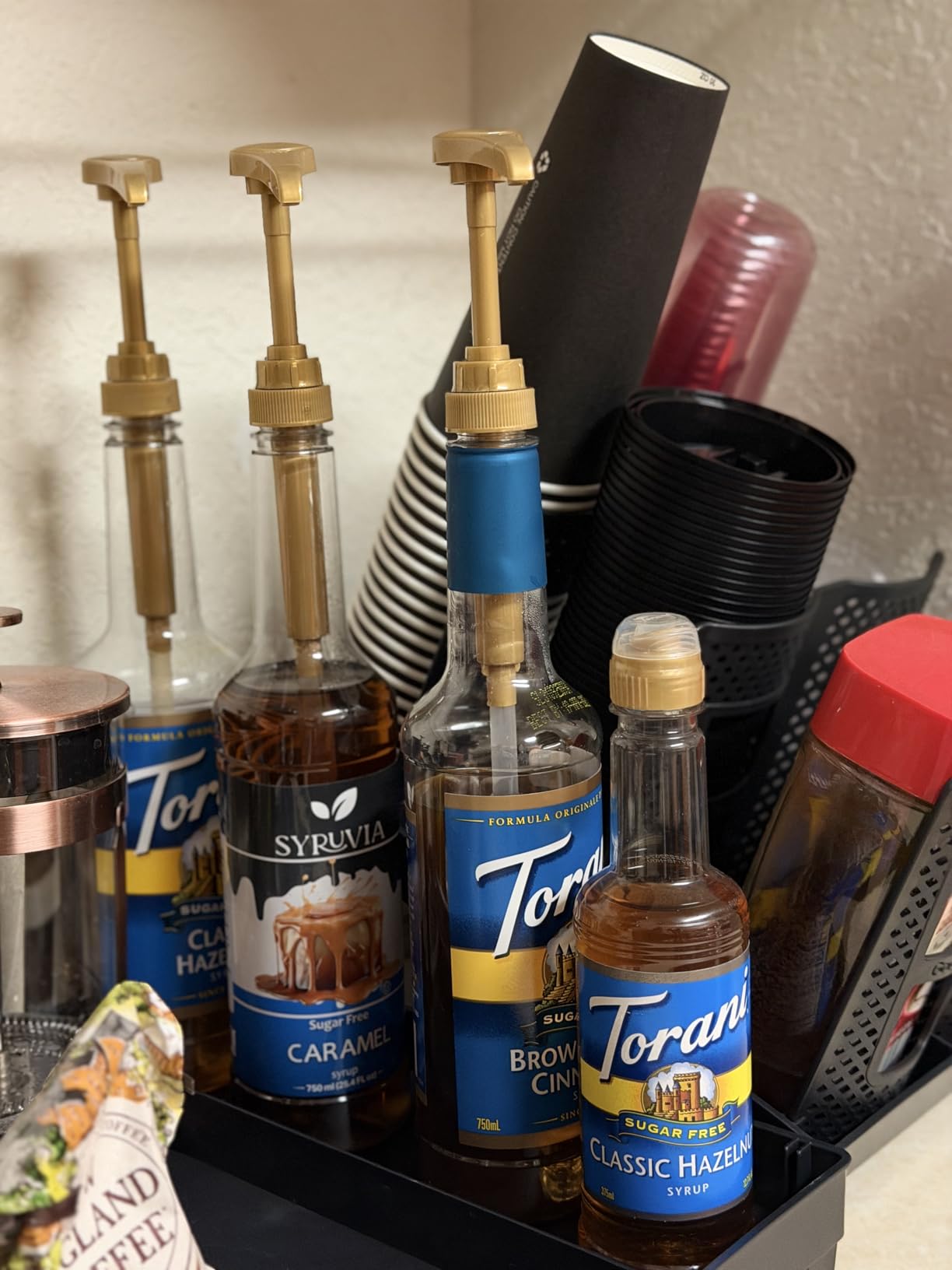 Coffee Syrup Pump Dispenser, 4 Packs of Syrup Pump for 750ml/25.4 oz Syrup Bottle, Gold Pumps for Coffee Syrup Bottle, works with Torani, DaVinci, Jordans Skinny 750ml Syrups Bottles (Gold) customer photo 2
