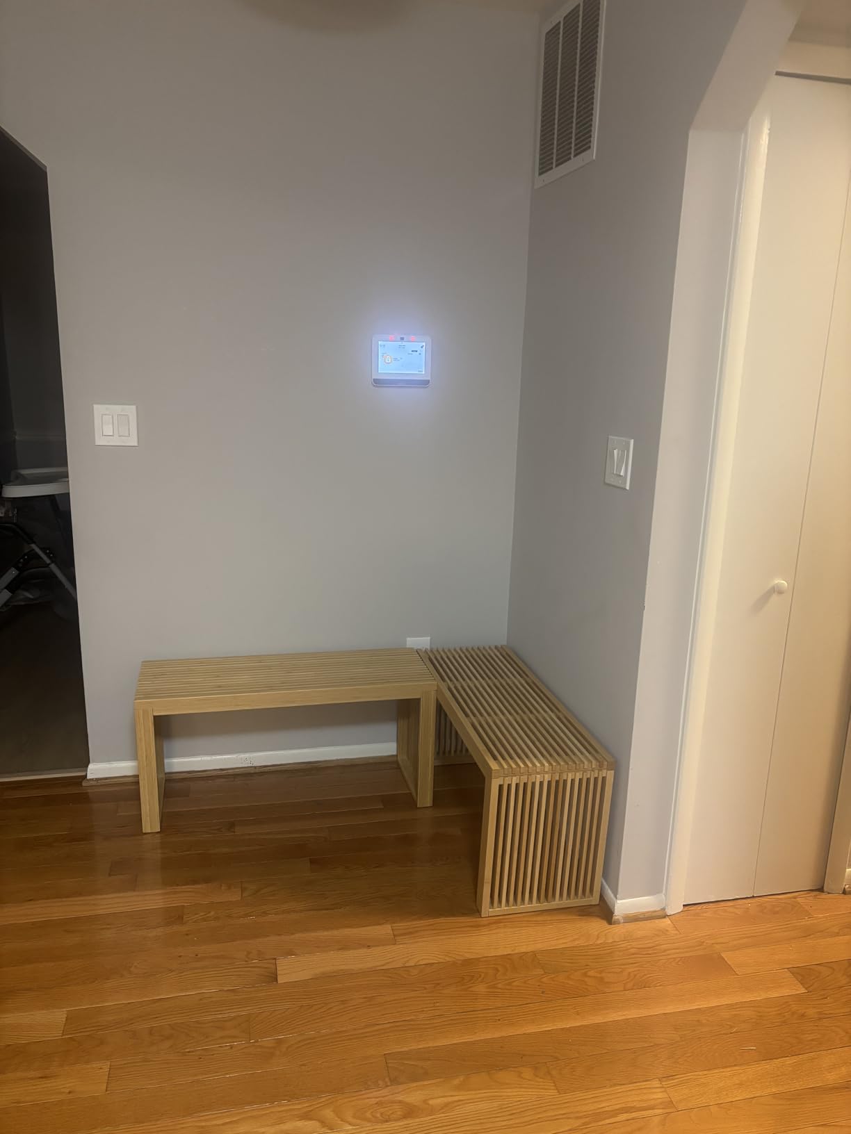 Bamboo Dining Bench, 35 inch Farmhouse Decor Indoor Kitchen Table Bench, Entryway Shoe Rack Bench Solid Bamboo Benches for Living Room, Hallway, Bedroom, Bathroom customer photo 2
