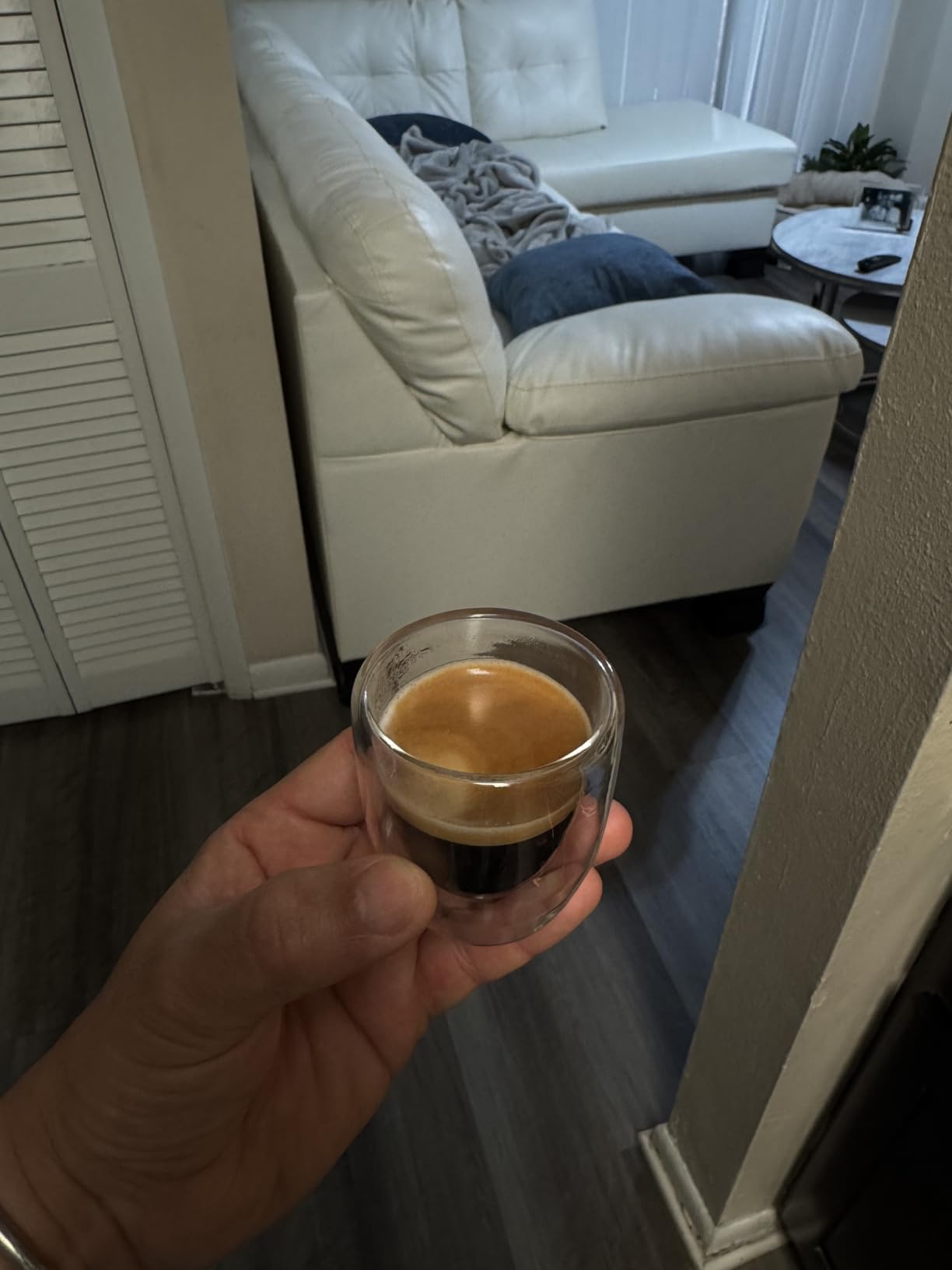 Double Walled Espresso Cups Set of 4 (50% Thicker), 3 Ounce Clear Expresso Coffee Mugs, Espresso Shot Glasses, Double Wall Insulated Espresso Cups Suit for Espresso Machine, Microwave Safe customer photo 2