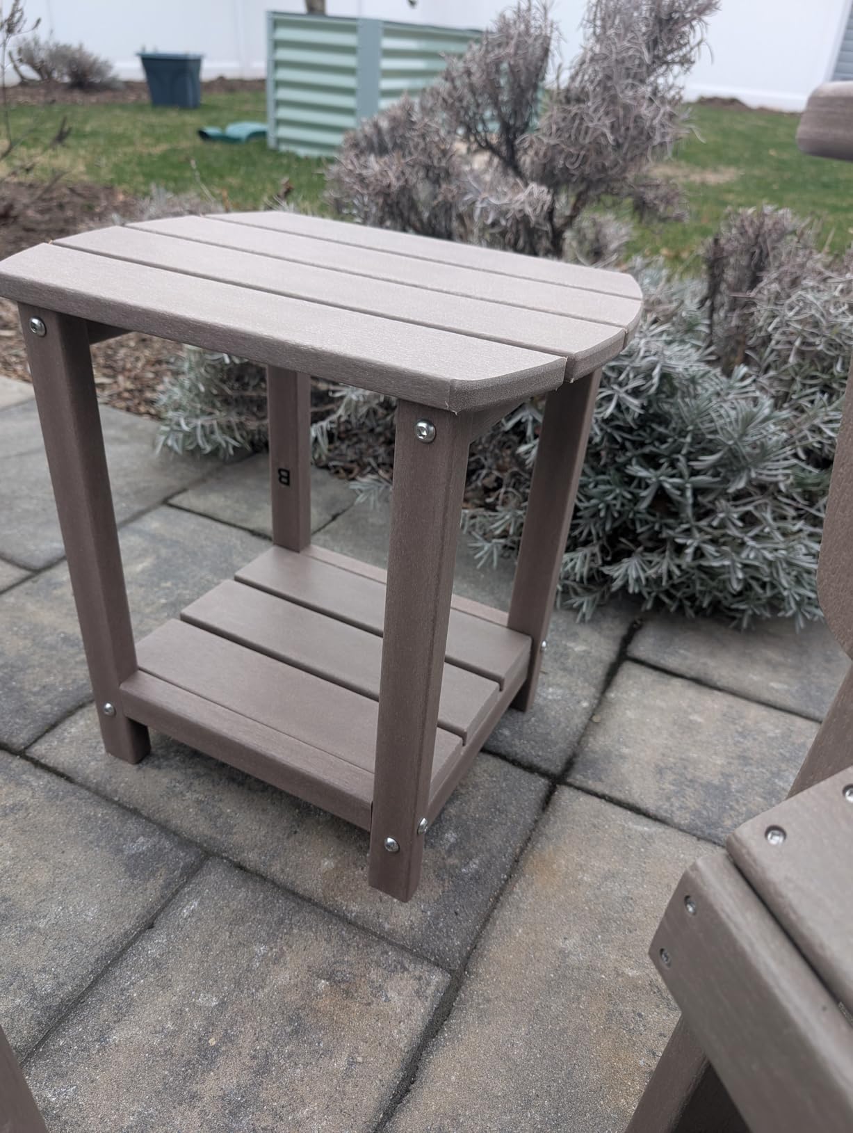 Adirondack Square Outdoor Side Table, 2-Tier Storage Patio Side Table, HDPE End Tables for Backyard Pool Porch Garden Lawn customer photo 1