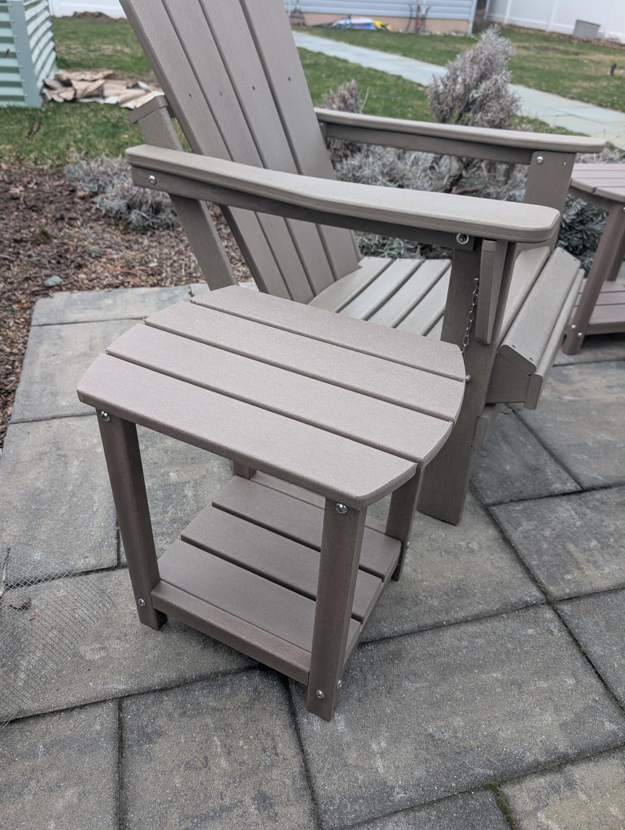 Adirondack Square Outdoor Side Table, 2-Tier Storage Patio Side Table, HDPE End Tables for Backyard Pool Porch Garden Lawn customer photo 2