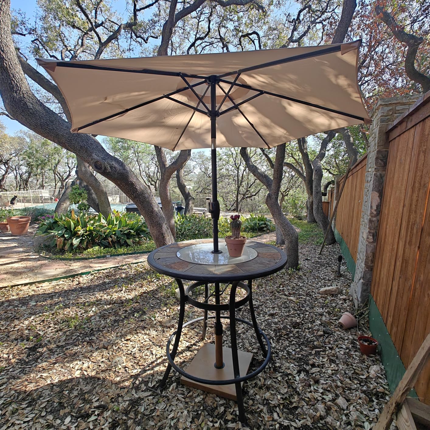 42lbs Patio Umbrella Base with Wheels, Heavy Duty Fringe Umbrella Stand Pre-Filled Concrete, No Sand/Water Needed, Fits 6-12ft Umbrella, Wind-Resistant for Deck, Poolside, Balcony customer photo 2
