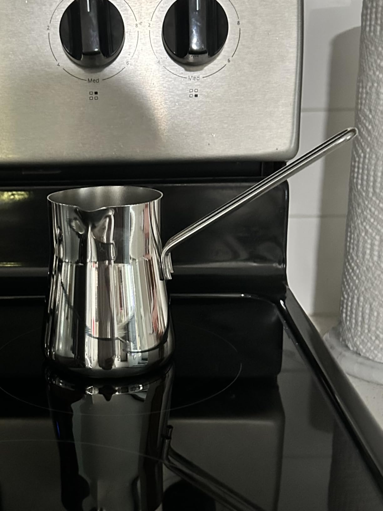 Hakan Topkapı Stainless Steel Turkish Coffee Pot, 16.9 Oz, 500 cc Midi Greek Arabic Coffee Maker with Spout, Stove Top Coffee Maker in Box, Milk Warmer with Handle, Chai Pot Cezve, Ibrik, Briki customer photo 1