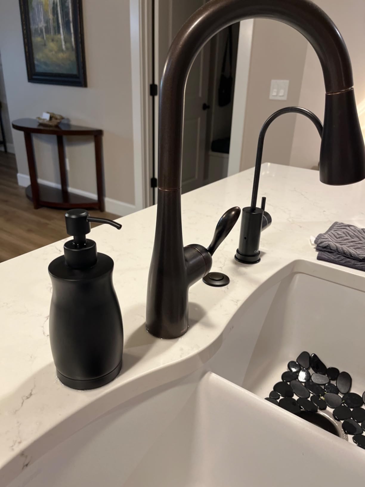 Brushed Stainless Steel Countertop Soap Dispenser Rust and Leak Resistant Hand Soap Pump with Funnel for Kitchen Countertops and Bathroom Dispensers (13.5 oz/400 ml) customer photo 2