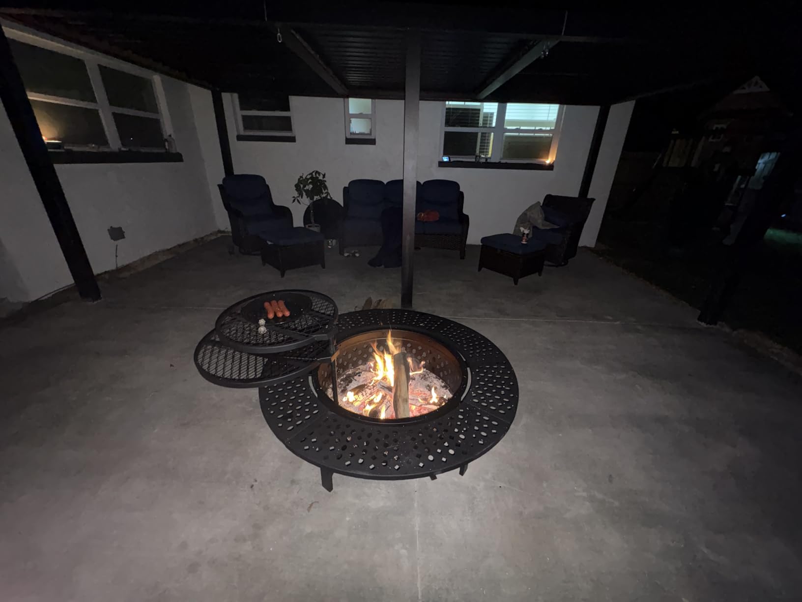 36 Inch Fire Pit with 2 Grills, Wood Burning Fire Pits for Outside with Lid, Poker and Round Waterproof Cover, BBQ& Outdoor Firepit & Round Metal Table 3 in 1 customer photo 2