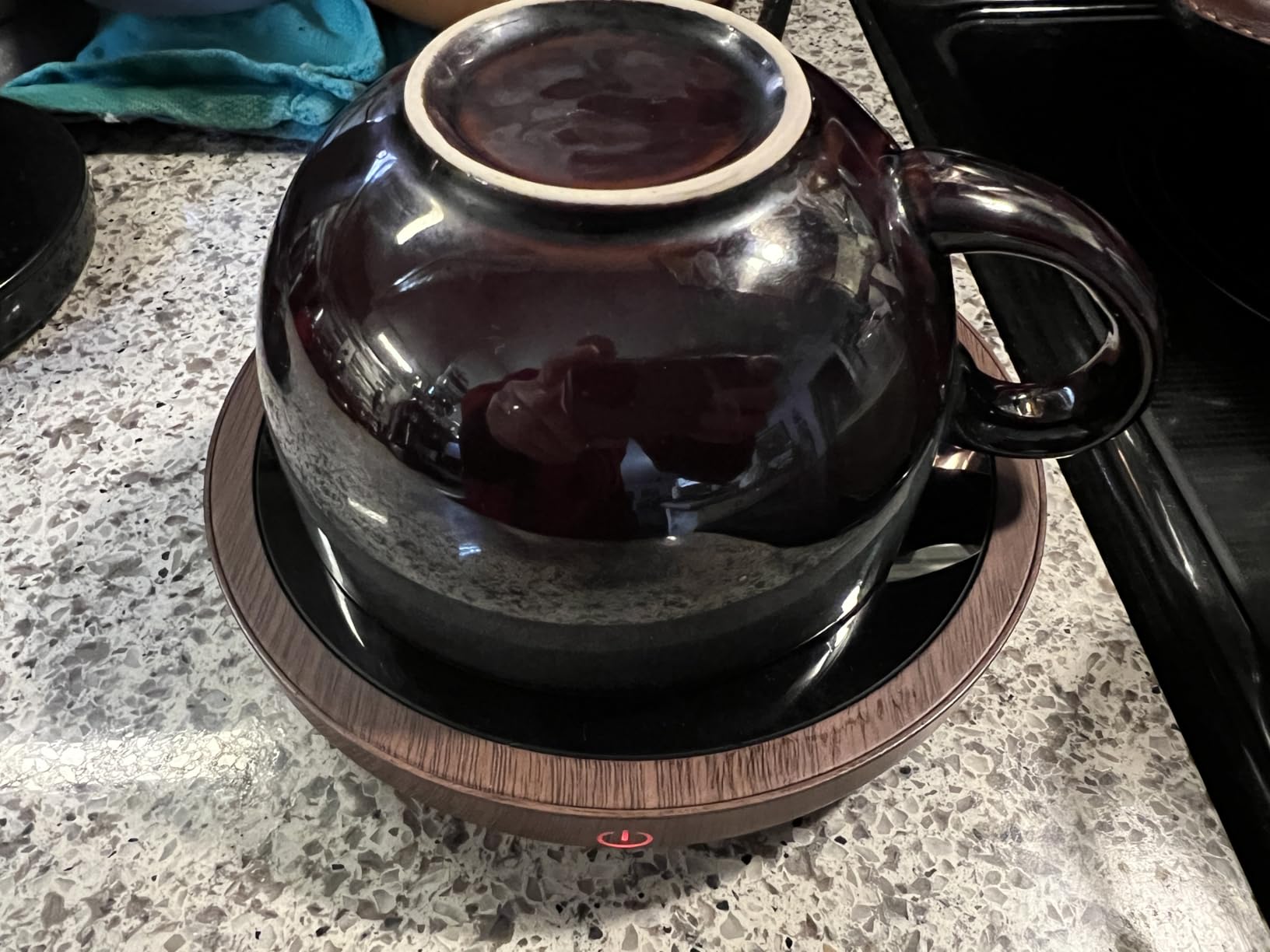 SWEETFULL Coffee Mug Warmer, 36W Electric Cup Warmer for Desk with 3-Temp Settings Advanced Temperature-Controlled Heating Coffee Gifts Accessories for Women Men Milk, Tea, Candle - Wood customer photo 2