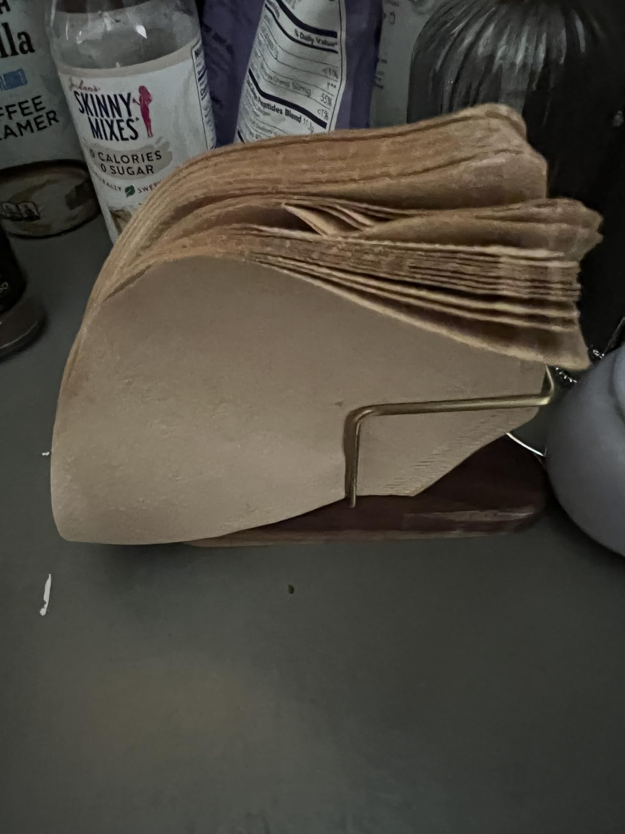 Cone Coffee Filter Holder, Stand Coffee Filter Storage, Coffee Filter Container for V60 Paper Coffee Filters Size #01 and #02, Walnut & Brass customer photo 1