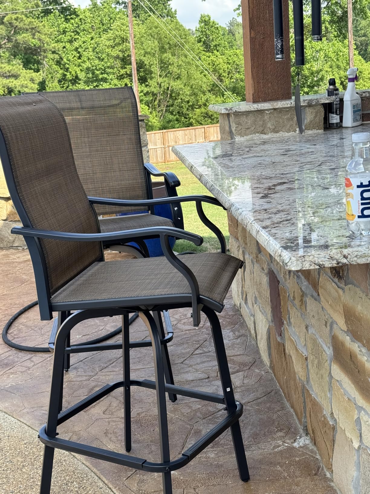 Best Choice Products Set of 2 Swivel Barstools, Bar Height Outdoor Chairs, 360 Rotating Patio Bar Stools w/All-Weather Mesh, 300lb Capacity - Black customer photo 2