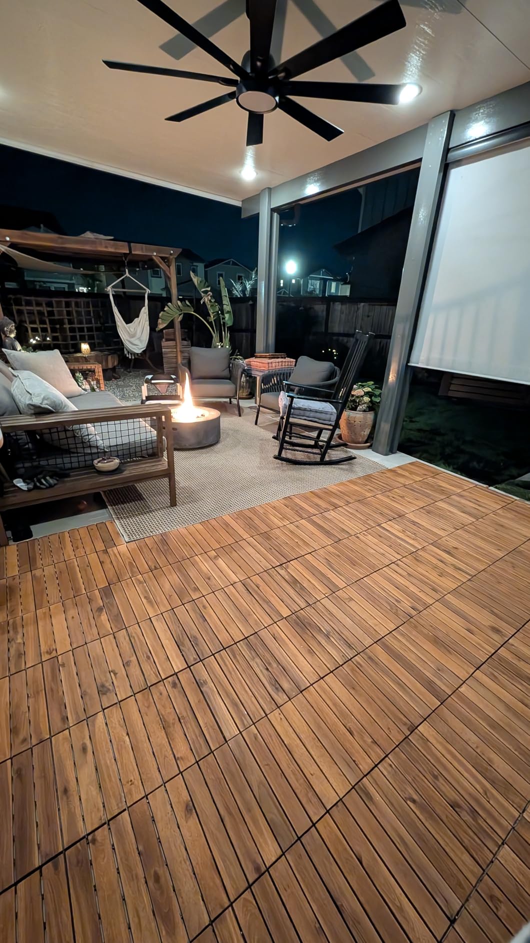PrimeZone 54 PCS Solid Acacia Wood Interlocking Patio Deck Tiles - 12
