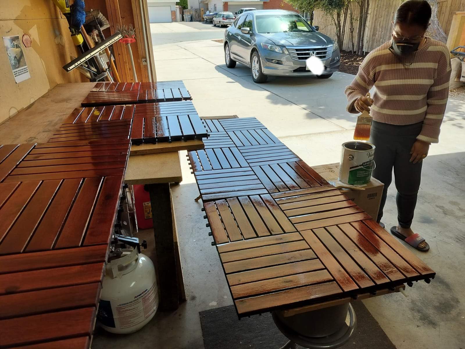 PrimeZone 54 PCS Solid Acacia Wood Interlocking Patio Deck Tiles - 12