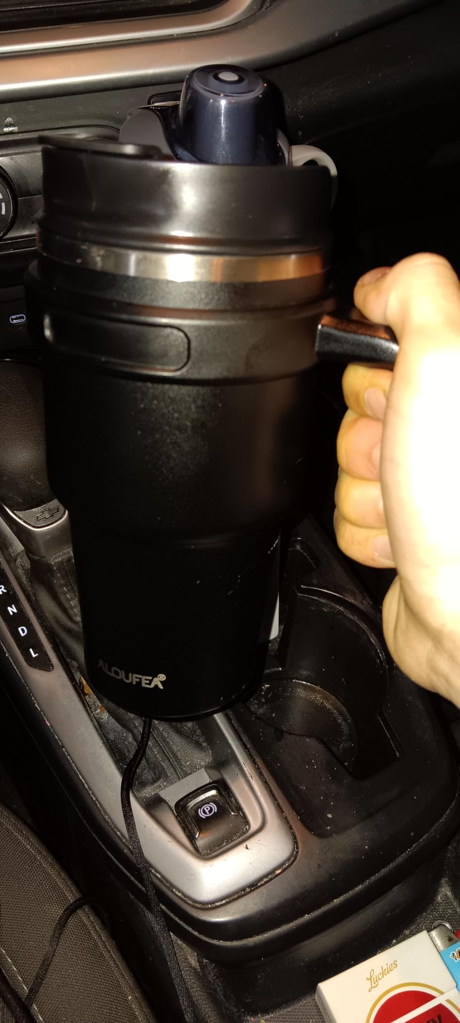 ALOUFEA 20 oz Insulated Coffee Mug Tumbler with Handle, Stainless Steel Travel Mug Tumbler with Lid and Straw,Double Wall Vacuum Leak Proof Ice Coffee Thermal Cup, Black customer photo 1