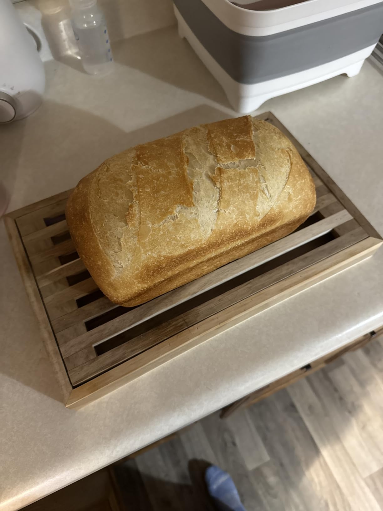 Bread Cutting Board with Crumb Catcher Tray Wooden Holder Bread Tray for Serving Bread Slicers for Homemade Bread Cutting Boards for Kitchen with Holder customer photo 1