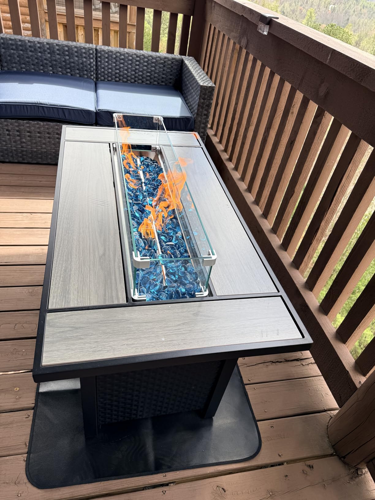 45 inch Propane Fire Pit Table, 50,000 BTU Outdoor Gas Fire Pit Table with Lid, Waterproof Cover, Rectangle Gas Firepit Table for Garden/Patio customer photo 1