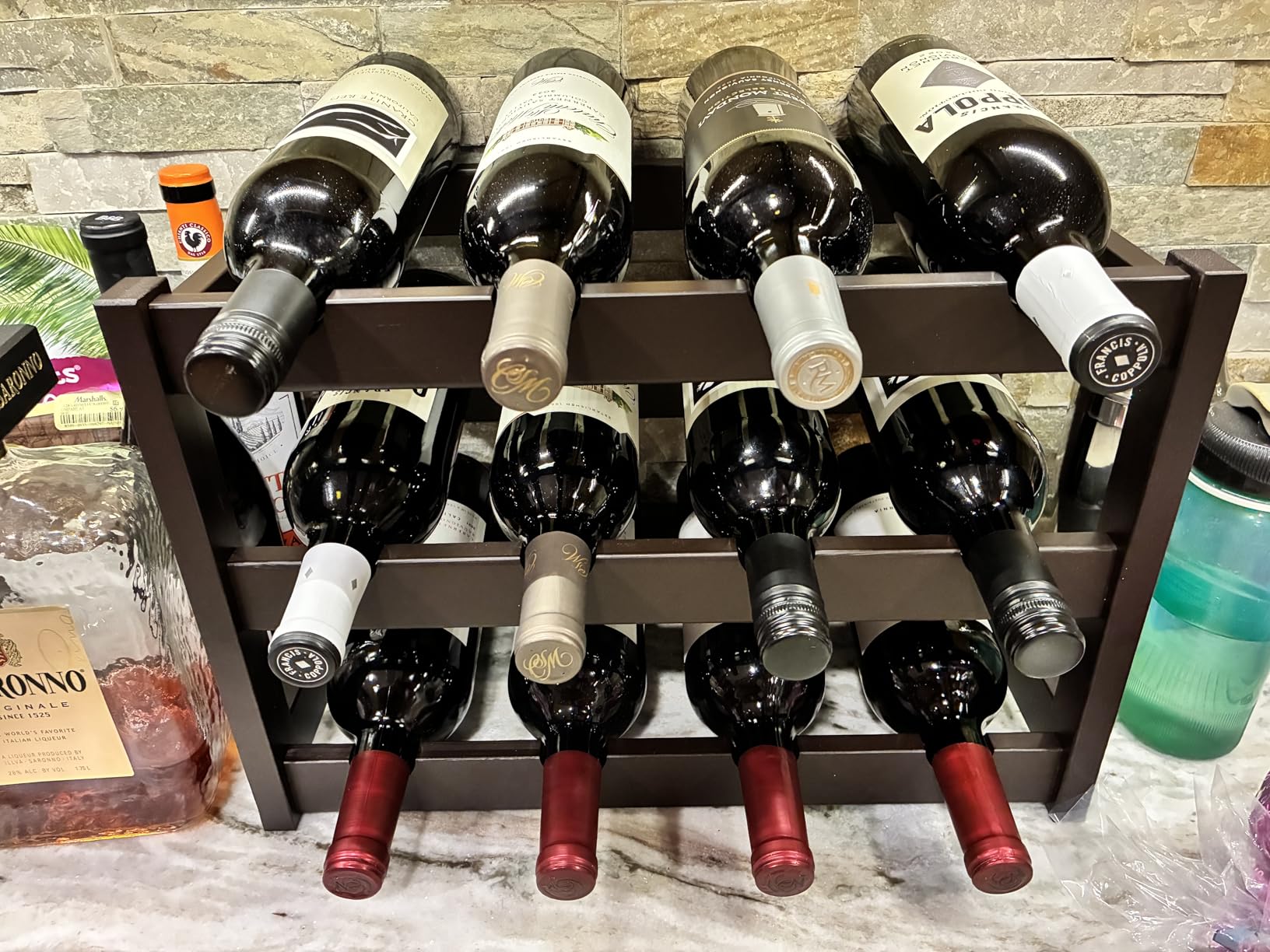 VASMIA Wine Rack Free Standing Floor, 6-Tier Display Wine Storage Shelves with Table Top, 24-Bottle Bamboo Wine Rack Shelf for Kitchen Bar Dining Room Living Room, Natural customer photo 2