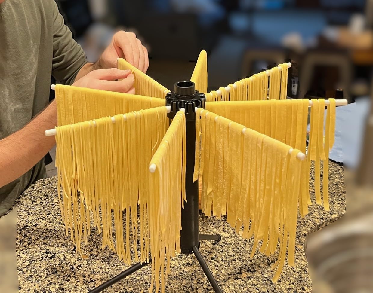 KITCHENDAO Collapsible Pasta Drying Rack, Plastic Foldable Homemade Fresh Spaghetti Noodle Tree Stand Hanger for Kitchen, Detachable for Easy Cleaning, Rotatable Arms, Hold up to 5lbs customer photo 1