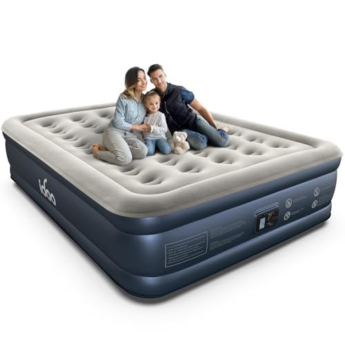 iDOO Queen Air Mattress with Built in Pump, 18 Raised Comfort Inflatable Blow up Mattress, Upgraded Four Chamber Portable Air Bed for Camping, Guests and Home, Colchon Inflable, 650 lbs Max customer photo 1