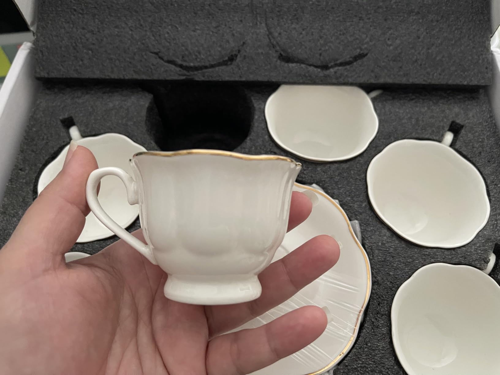 KARACA Çan Turkish Coffee Cup Set for 6 People - 12 Piece Cups with Saucers - Small Porcelain Espresso Set - Ideal for Serving Greek, Arabic Coffee (3 fl oz) customer photo 2