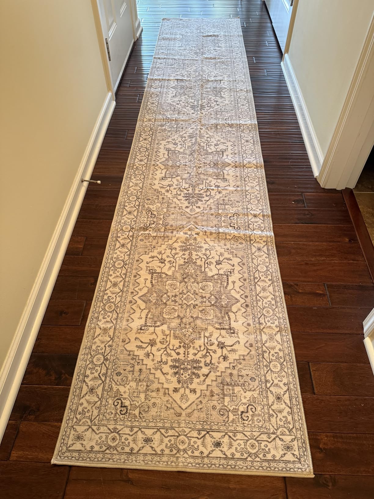 Madane Runner Rug 2x8, Washable Hallway Runner Rugs, Non-Slip Low-Pile Soft Kitchen Rug Runner Laundry Room Rug, Vintage Throw Entry Foyer Mat for Entrance Living Room (Turmeric/Grey, 2 x 8) customer photo 1