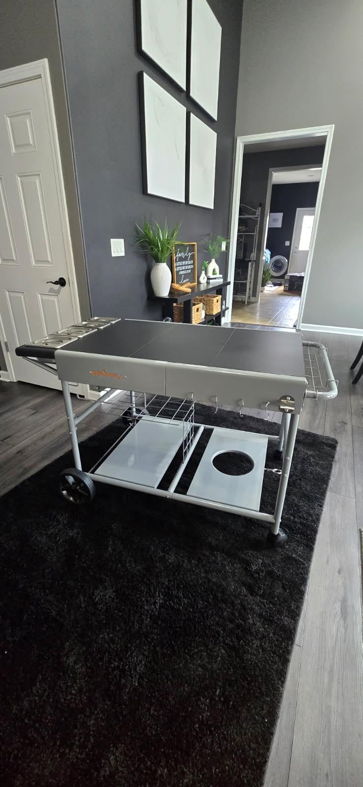 Pizza Oven Table Grill Cart with Pizza Topping Station Movable Food and Prep Workcart Outdoor Grill Table Stand for Ninja Woodfire Blackstone Griddle Cuisinart etc Grill, Barbecue tool set customer photo 1