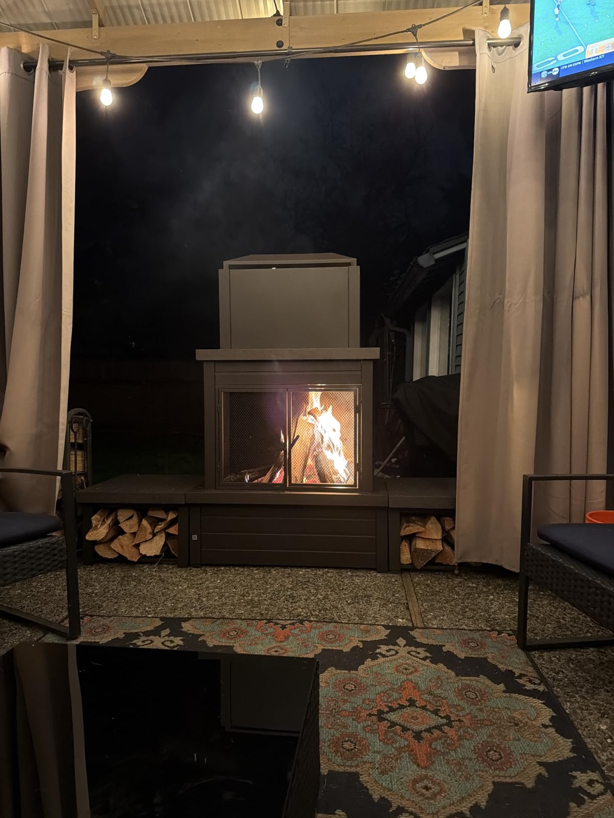 Sunjoy Wood Burning Fireplace - Matte Black Outdoor Steel Fireplace with Chimney, Log Holders, Fireplace Tool, and PVC Cover customer photo 2