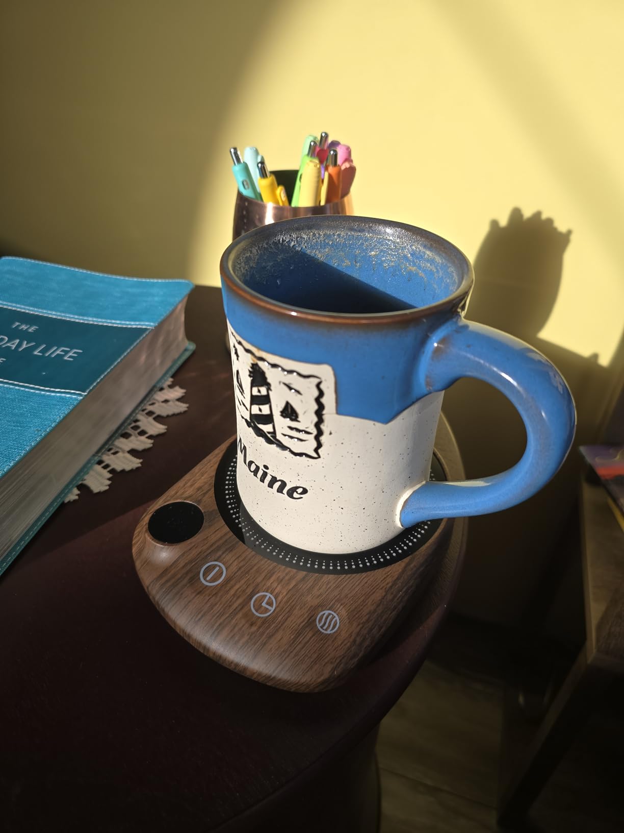 Coffee Mug Warmer - Fastest Heating & Highest Temperature, Coffee Cup Warmer for Desk Auto Shut Off, 4 Temp Settings & 1-12H Timer, Smart Electric Beverage Warmer for Coffee, Tea (Black) customer photo 2
