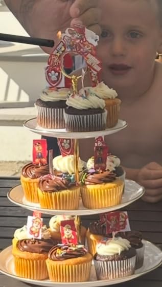 PinCute Cupcake Stand Holder - 3 Tier Cup Cake Dessert Tower, Plastic Tiered Serving Tray&Metal Rod for Birthday Party, Baby Shower and More customer photo 2