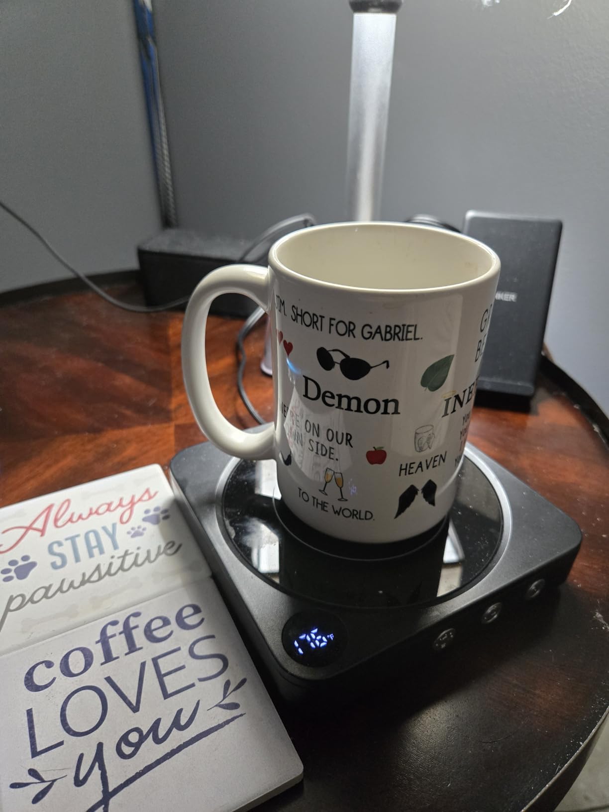 Mug Warmer - 36W Coffee Mug Warmer for Desk with Temperature Display, 2-12Hrs Auto Shut Off, Smart Candle Warmer - Ideal Coffee Gifts Accessories Keep Beverages Coffee Warmer (Wood) customer photo 1