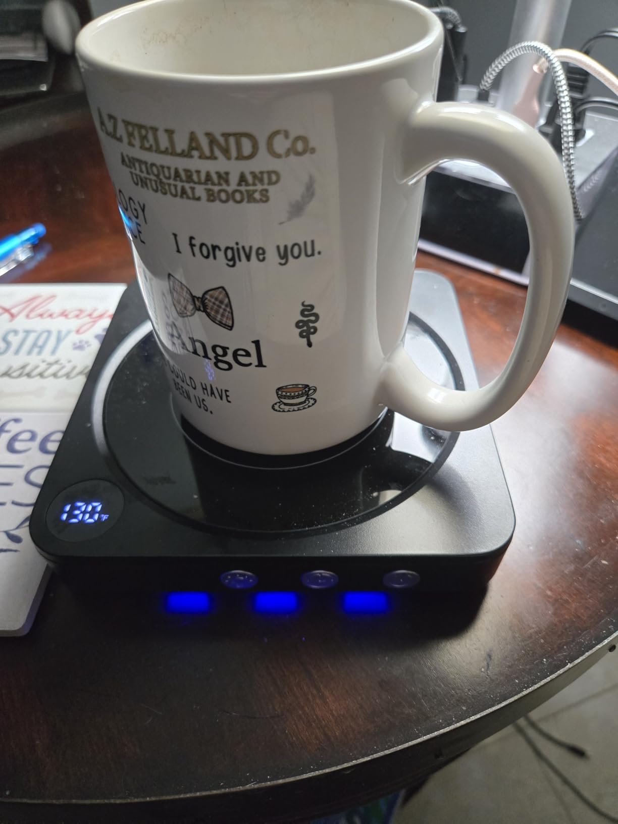 Mug Warmer - 36W Coffee Mug Warmer for Desk with Temperature Display, 2-12Hrs Auto Shut Off, Smart Candle Warmer - Ideal Coffee Gifts Accessories Keep Beverages Coffee Warmer (Wood) customer photo 2