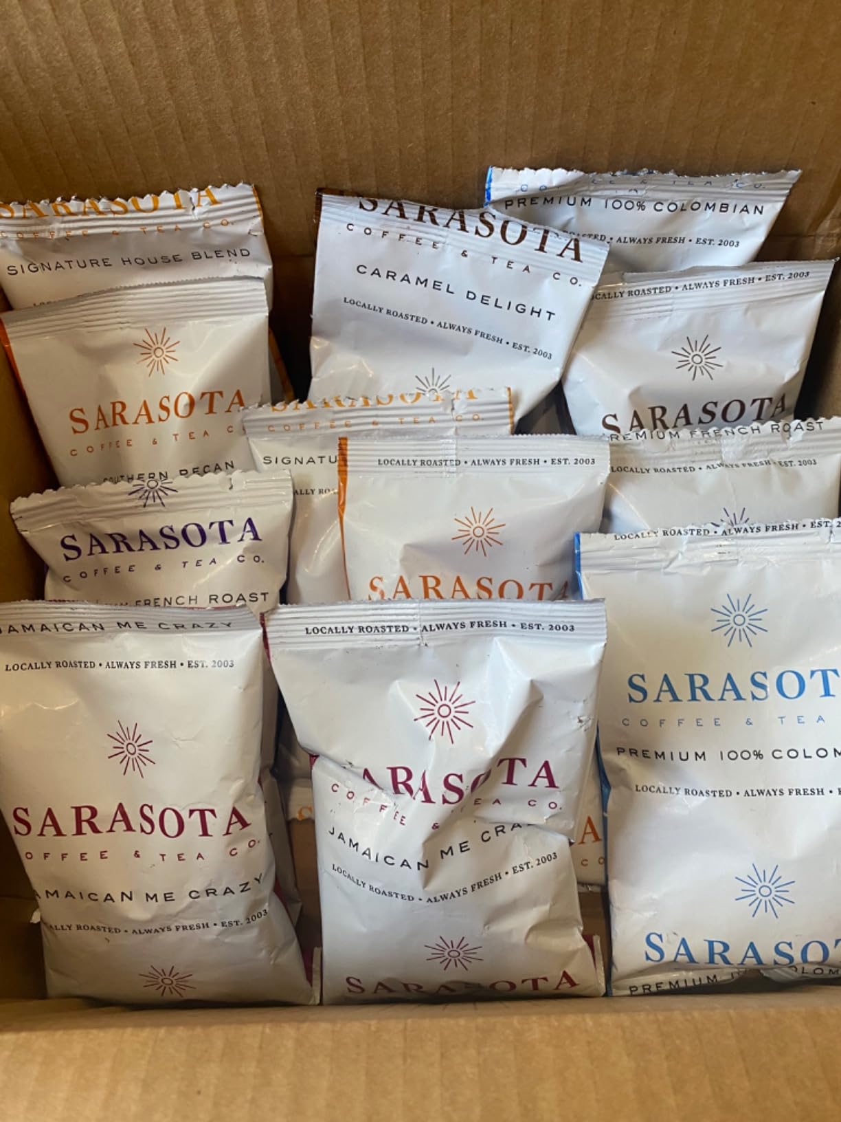 Coffee Packets Sampler - Variety Pack Ground Coffee Gift Set, Medium Dark & Flavored Roast, Low Acid Gourmet Pre-Measured Coffee Packs for 12-Cup Brewers, 2oz Individual Bags, Bulk Assortment customer photo 1