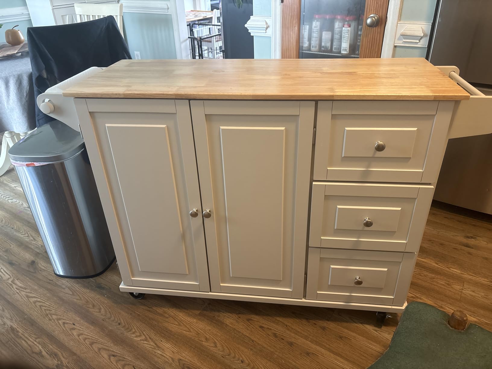 Homestyles Mobile Kitchen Island Cart with Wood Top and Dropleaf Breakfast Bar, 18