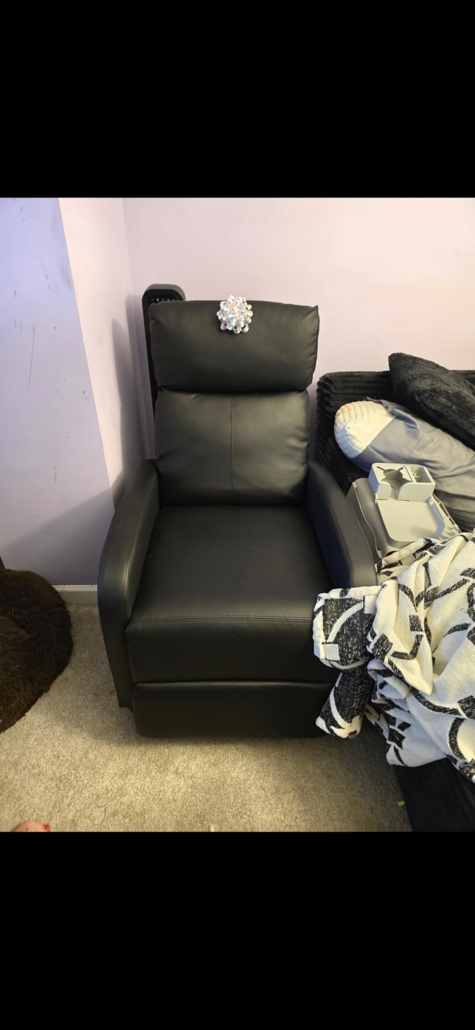 Homall Recliner Chair, Recliner Sofa for Adults, Recliners Home Theater Seating with Lumbar Support, Reclining Sofa Chair for Living Room (Leather, Dark Black) customer photo 1