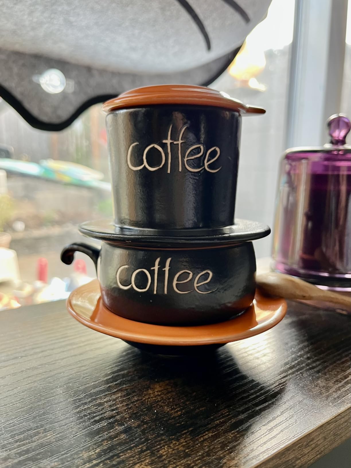 Ceramic Phin Filter - Yellow Small Dripping Ceramic Coffee Phin Filter for Ground Coffee - Portable Camping Coffee Maker - Easy to Use Coffee Drip Filter - Gift for coffee lovers customer photo 1