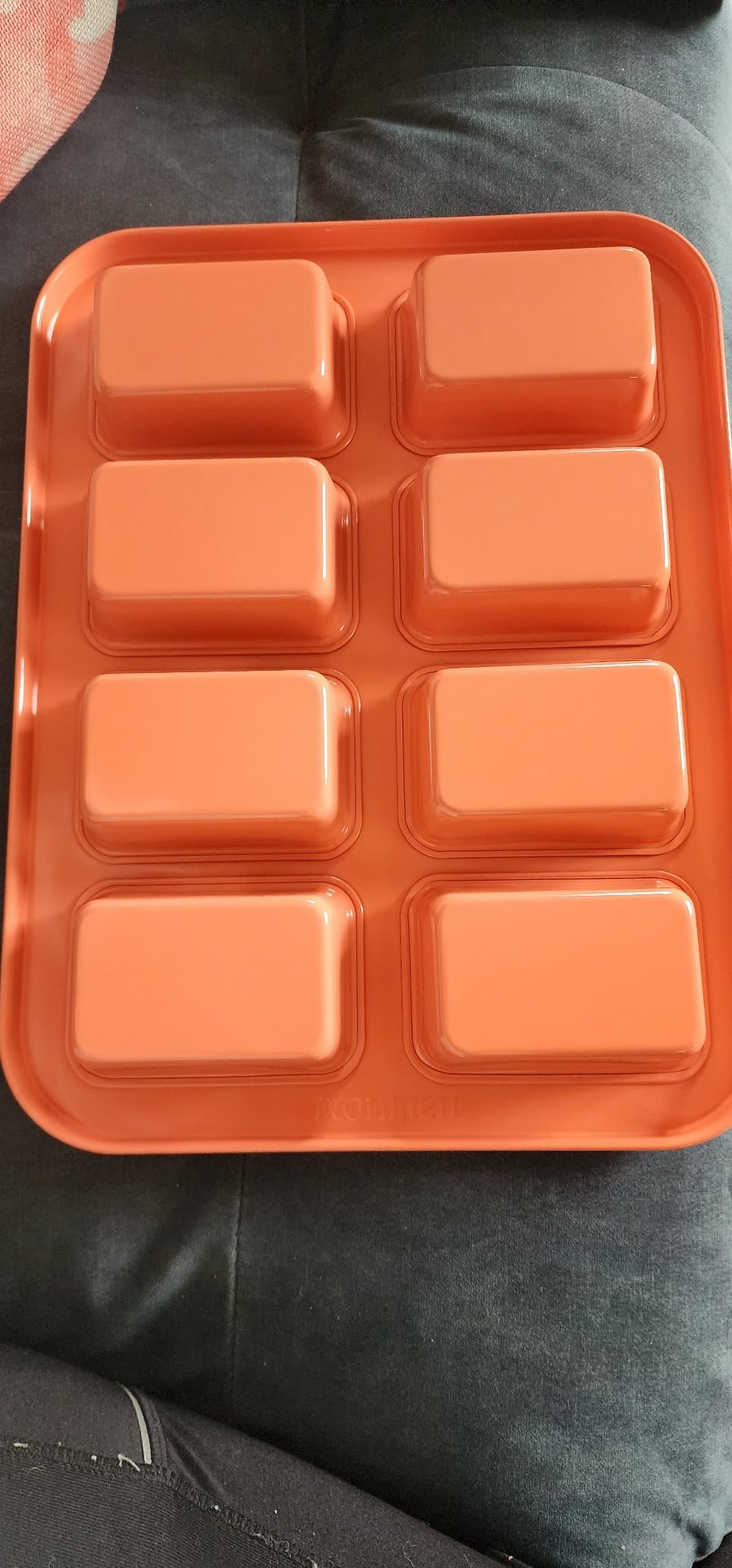 Monfish Mini Loaf Baking Pan 8 Cavity- Small Rectangle cake Pan -Financier Cake Mold Carbon Steel light gray non-stick coating bakeware w Perracotta base customer photo 1