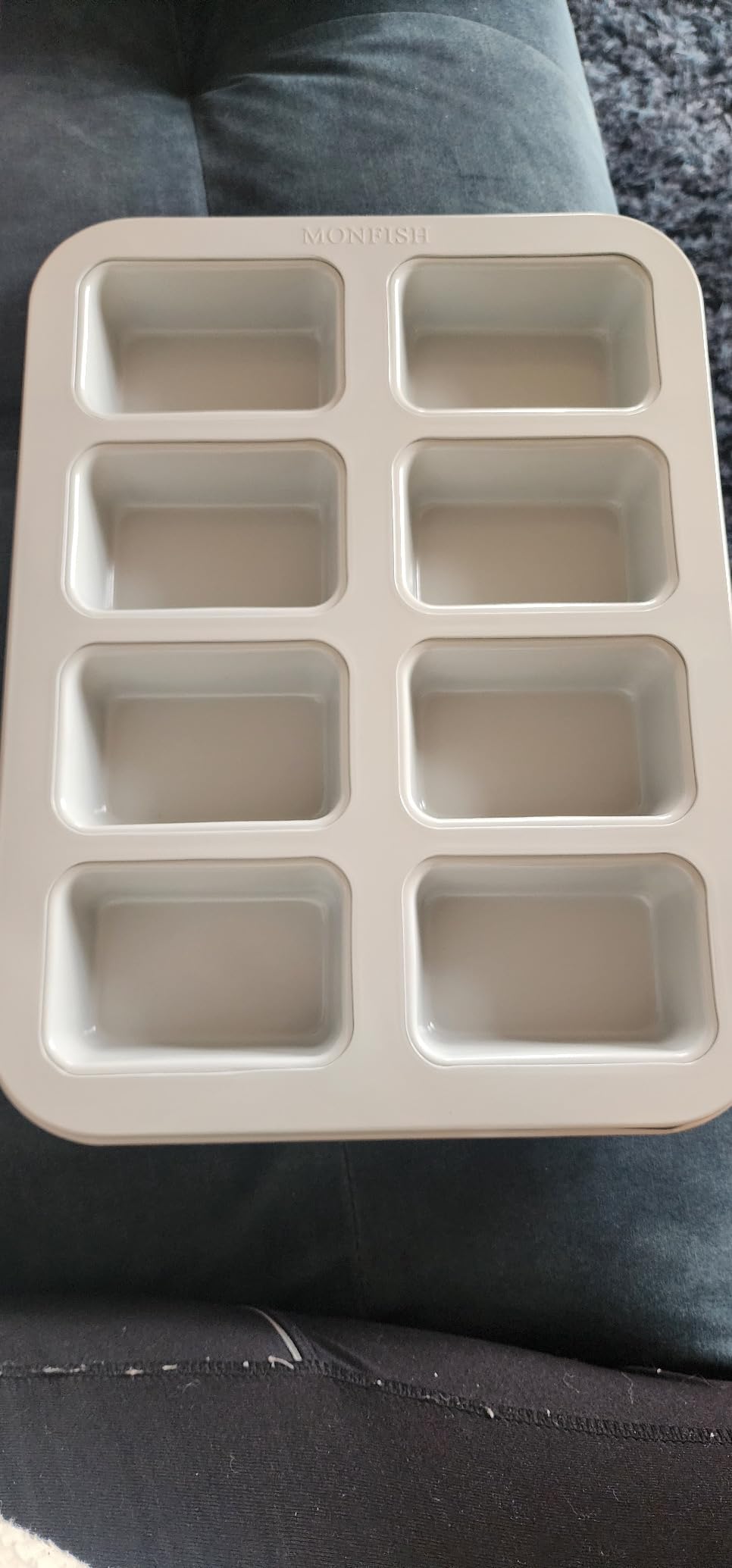 Monfish Mini Loaf Baking Pan 8 Cavity- Small Rectangle cake Pan -Financier Cake Mold Carbon Steel light gray non-stick coating bakeware w Perracotta base customer photo 2