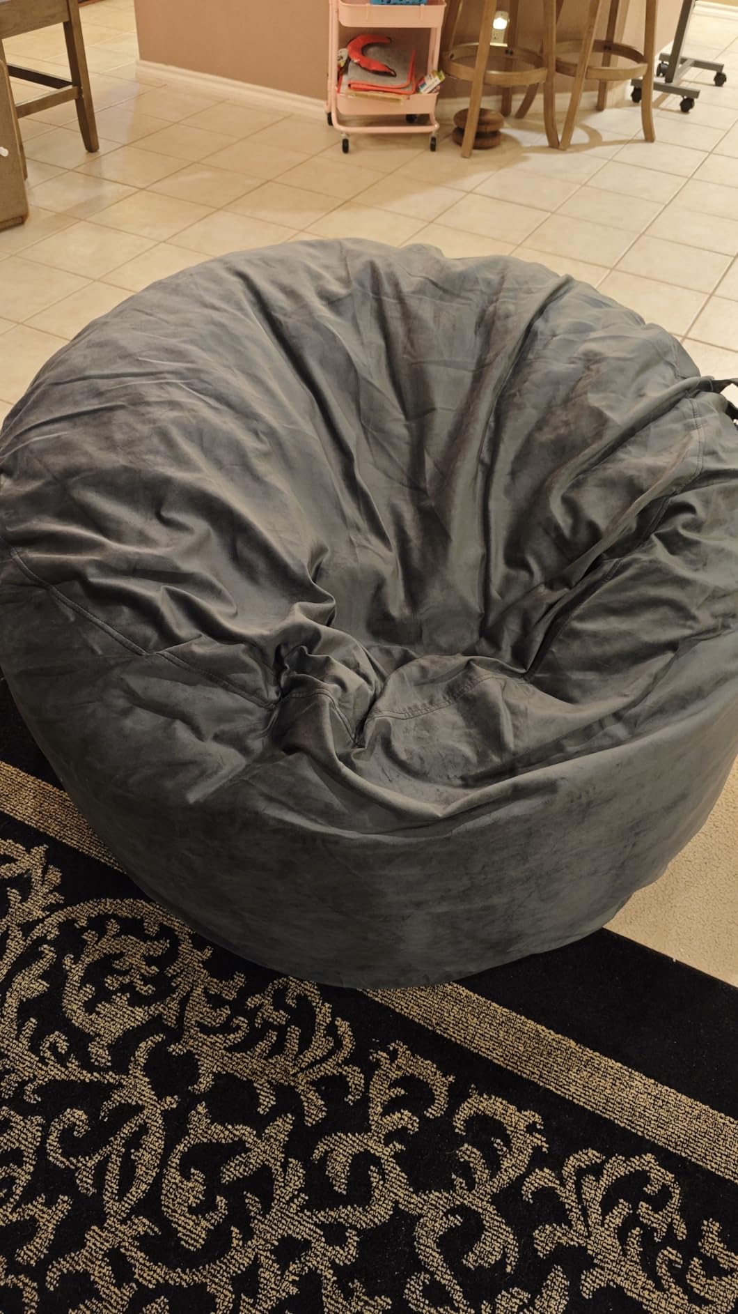 Codi Bean Bag Chair with Filler Included, 4 FT - Comfy Large Beanbag Chairs for Adults - Machine Washable and Soft Mink Bonded Cover - Charcoal Grey, 4ft customer photo 2