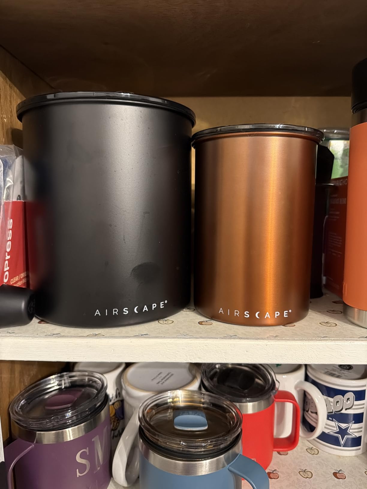 Planetary Design Airscape Stainless Steel Coffee Canister | Food Storage Container | US Patented Airtight Lid | Push Out Excess Air Preserve Food Freshness (Small, Matte Red) customer photo 1