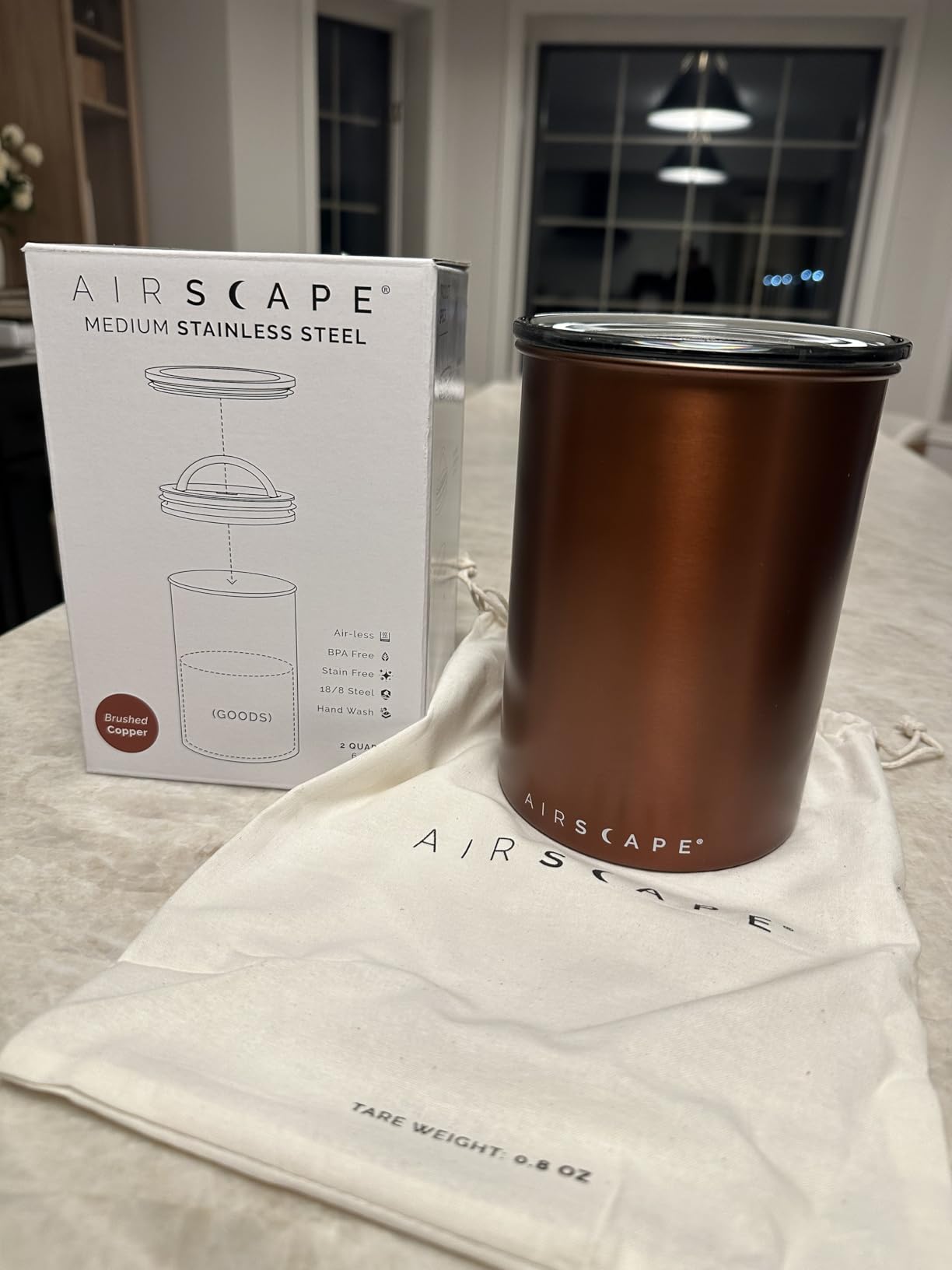 Planetary Design Airscape Stainless Steel Coffee Canister | Food Storage Container | US Patented Airtight Lid | Push Out Excess Air Preserve Food Freshness (Small, Matte Red) customer photo 2