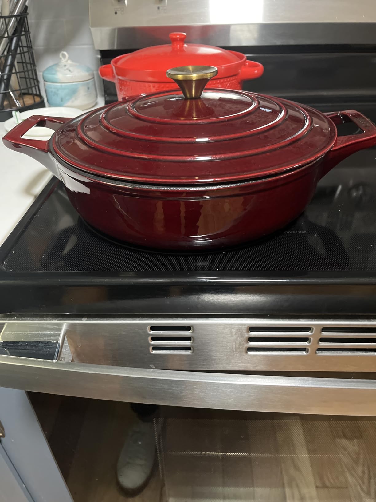 La Cuisine Enameled Cast Iron Braiser Shallow Dutch Oven Braising Sauté Pan 3.75 QT 11