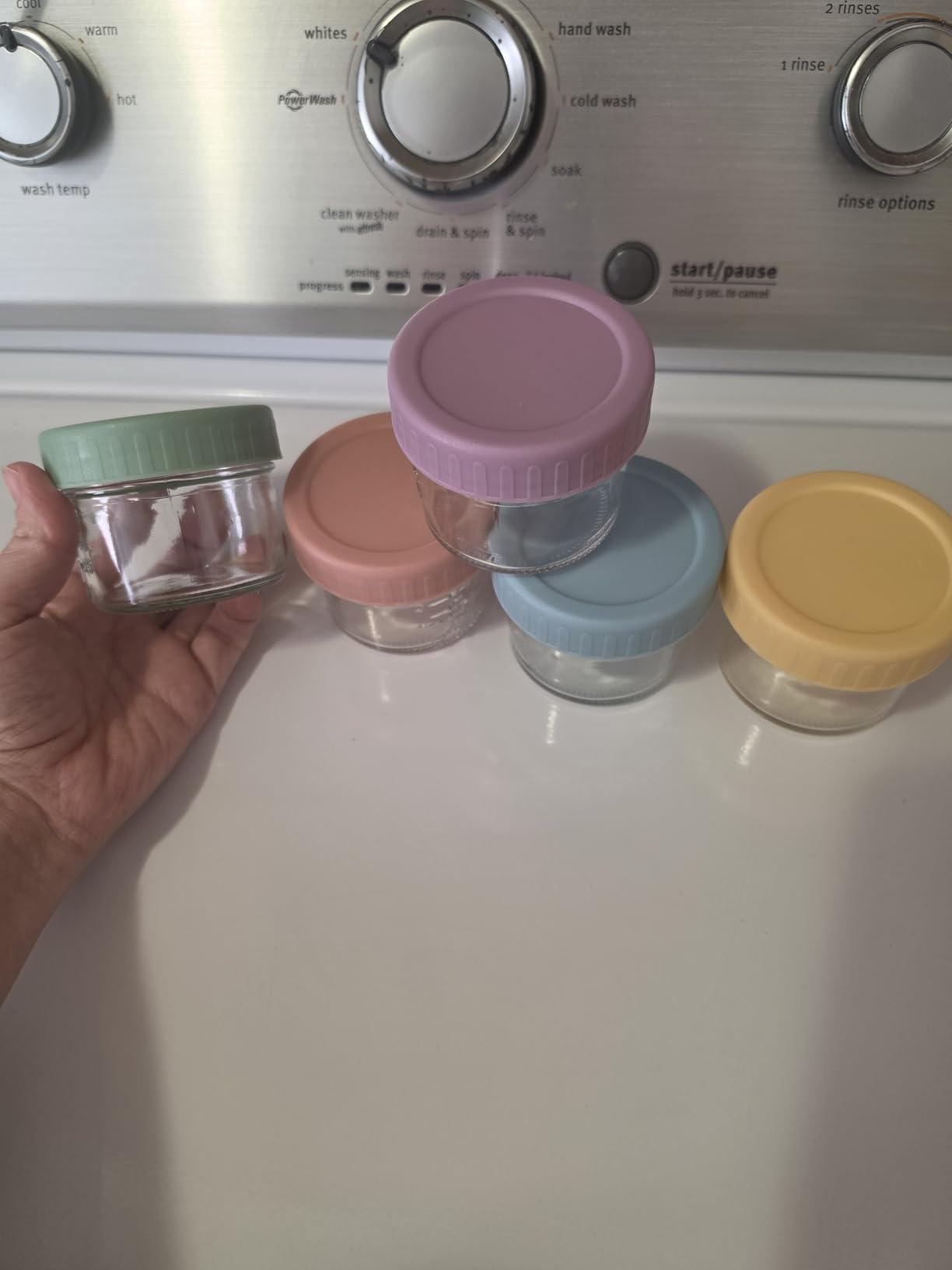 5 Pack Glass Baby Food Storage Containers, 4 oz Leakproof Baby Food Jars with Lids, Small Glass Food Containers for Infant Baby, Freezer & Microwave Safe, BPA Free customer photo 1