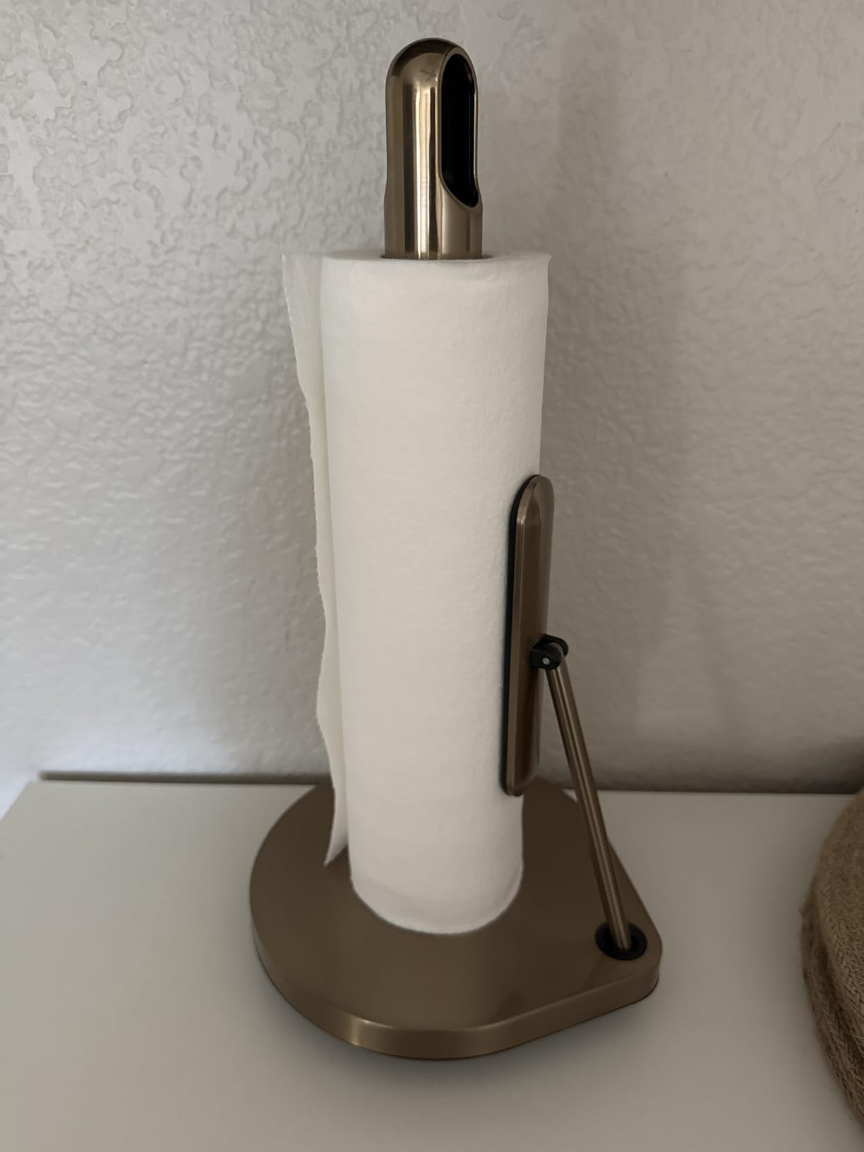 simplehuman Tension Arm Standing Paper Towel Holder, Heavy-Duty, Easy One-Handed Tear, Kitchen Countertop, Brushed Stainless Steel customer photo 2