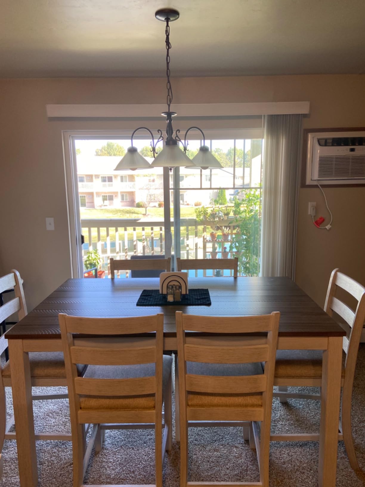 Signature Design by Ashley Skempton Modern Farmhouse Counter Height Dining Table and Upholstered Bar Stools, Set of 7, White & Light Brown customer photo 2