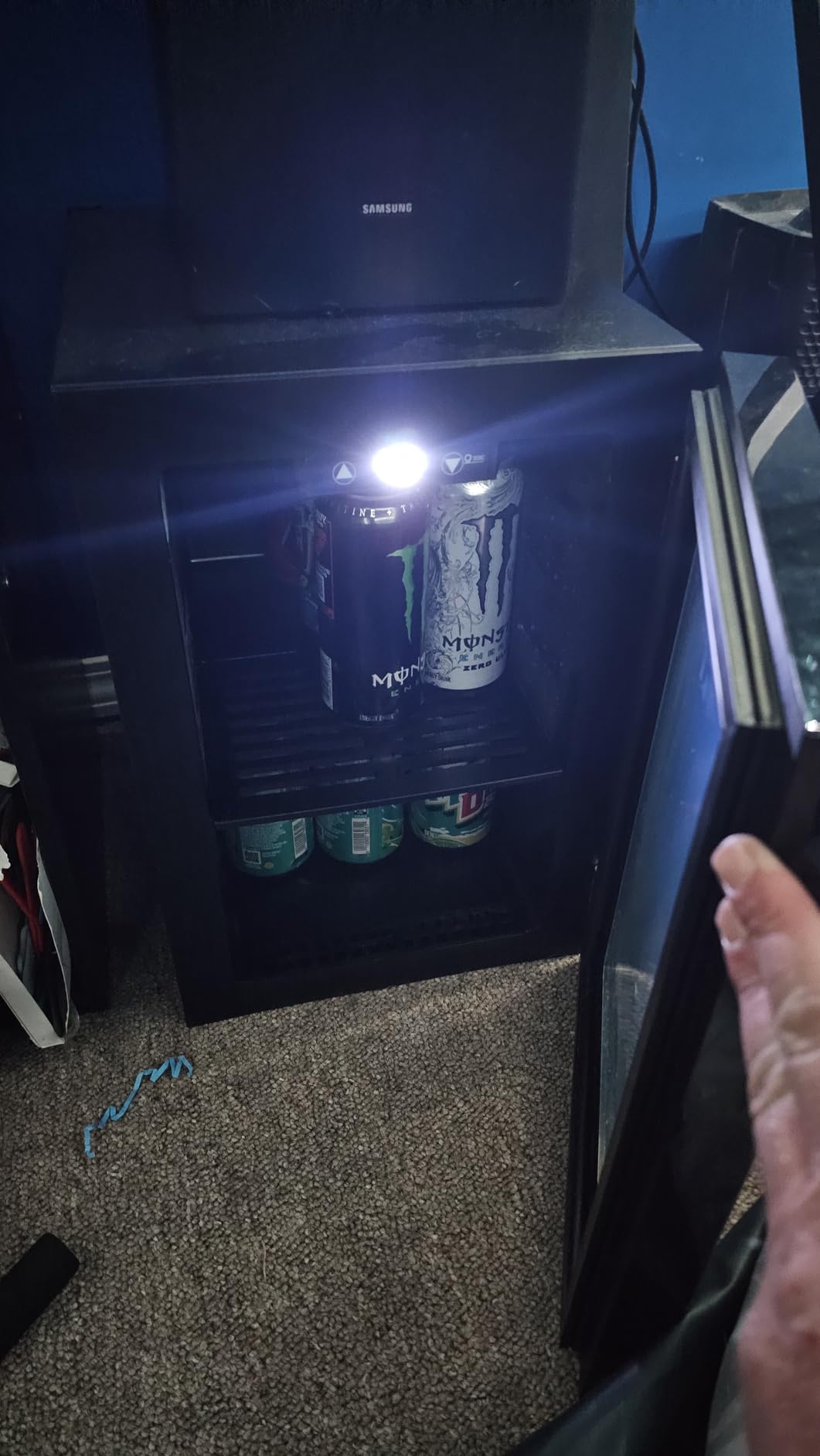 EUHOMY 48 Can Beverage Refrigerator cooler - Mini Fridge Glass Door for Beer Drinks Wines, Countertop Beverage Fridge with Adjustable Shelves Blue LED for Home/Office/Dorm/Bar, 1.3 cu.ft customer photo 2